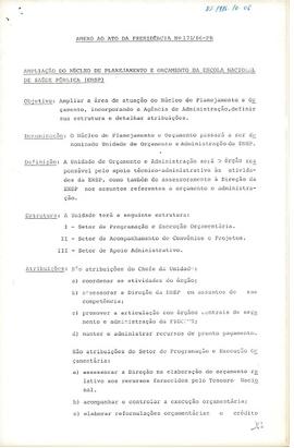 Anexo Ato da Presidência nº 171/86-PR - Detalha a ampliação do Núcleo de Planejamento e Orçamento...