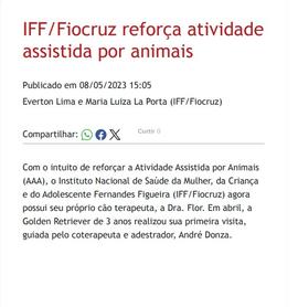 Matéria | IFF/Fiocruz reforça atividade assistida por animais
