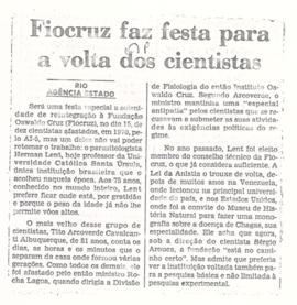 Estado de São Paulo - Fiocruz faz festa para a volta dos cientistas