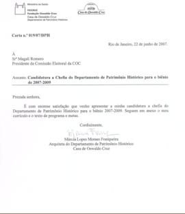 Carta de Candidatura de Márcia Lopes Moares Franqueira à chefia do DPH