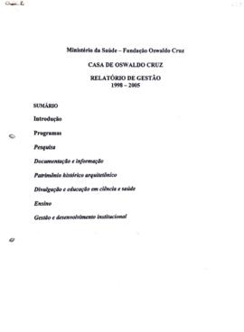 Relatório de Gestão COC (1998-2005)