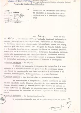 Protocolo de Intenções entre FIOCRUZ E Fundação Pró-Memória