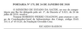 DOU - Nomeação de Roberto Pierre Chagnon