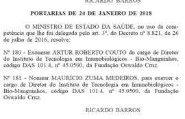 DOU - Nomeação Mauricio Zuma Medeiros - Diretor Bio-Manguinhos 2018