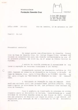 Ofício nº 064/87-COC - Convocação de conselheiros do Conselho deliberativo da COC