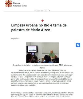 Reportagem - Palestra de Mario Aizen sobre limpeza urbana no Rio