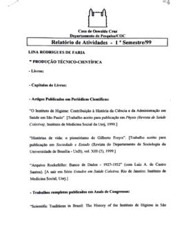 Relatório de atividades do Depes (1º semestre de 1999)