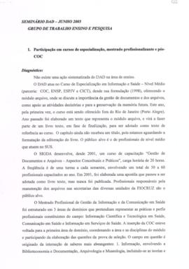 Seminário DAD - Grupo de trabalho de Ensino e Pesquisa