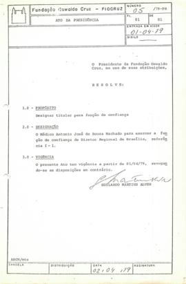 Portaria nº 05/79 - Designa Antonio José de Souza Machado como Diretor Regional de Brasília