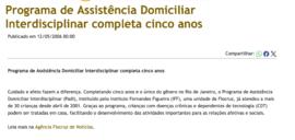 Matéria | Programa de Assistência Domiciliar completa 5 anos