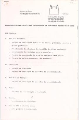 Atividades desenvolvidas pelo DPH em 1990