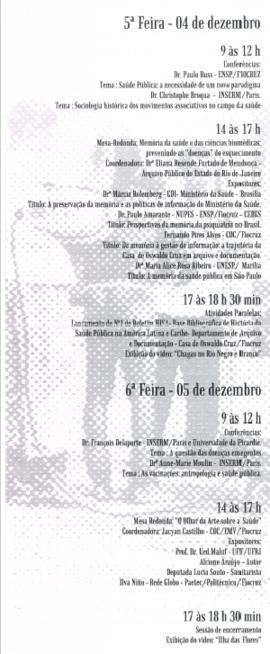 Folder da programação do VI Encontro de História e Saúde