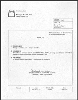 Portaria n° 46/2013-COC - Reconduzir Nercilene Santos Silva para vice-direção da COC