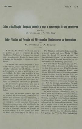 1° Artigo da 1ª edição da Revista "Memórias do Instituto Oswaldo Cruz"