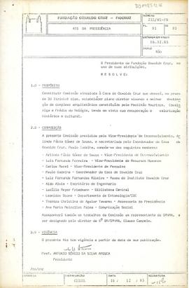 Ato da Presidência nº 233/85-PR - Comissão Plano Diretor para Complexo Arquitetônico