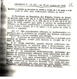 Decreto nº 13.159 - Amplia os decretos sobre medicamentos no Brasil