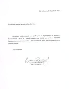 Carta de Candidatura de Laurinda Rosa Maciel à chefia DAD