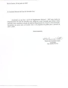 Carta de Candidatura de Maria da Conceição de Castro à Chefia DAD