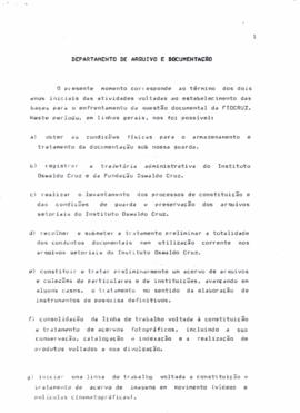 Relatório DAD após dois anos de estabelecimento de bases para a questão documental na Fiocruz