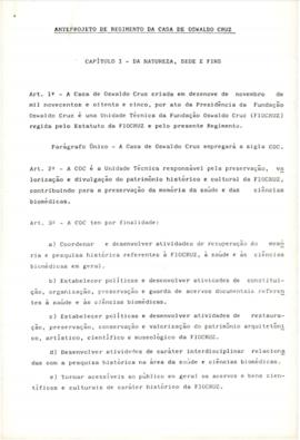 Anteprojeto Regimento COC aprovado em 1989