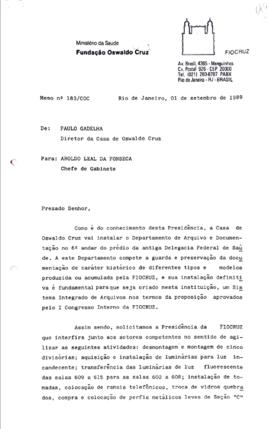 Memorando nº 183/COC - Instalação do DAD no 6º andar do prédio da Expansão