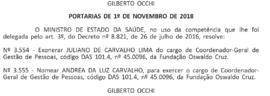 DOU - Nomeação Andréa da Luz Carvalho - Coordenadora-Geral de Gestão de Pessoas 2018